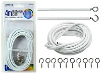 Add a review for: RY-2310  4m White Net Curtain Wire Cord Cable with Hooks and Eyes Fittings Window DoorDIY