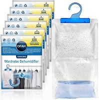 Add a review for: Set of 6 Hanging Interior Wardrobe Dehumidifier Bags Stop Moisture Humid Remover Absorber Dehumidifiers for Damp Mould Moisture in Bedroom Bathroom Basement Garage Wardrobes Caravan Shed