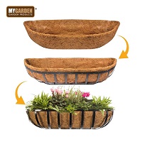 Add a review for: Pack of 2 Extra Deep Garden Co-Co Wall Basket Planter Coco Trough Liner 60cm