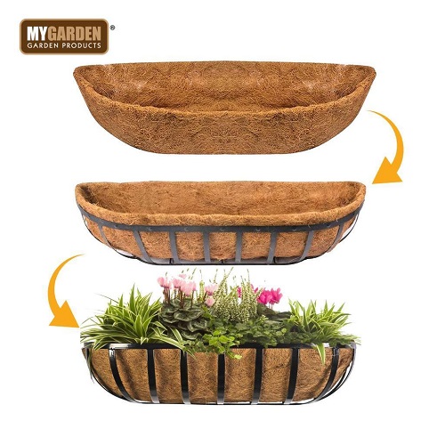 Pack of 2 Extra Deep Garden Co-Co Wall Basket Planter Coco Trough Liner 60cm