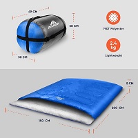 Add a review for: Double Sleeping Bag for Adults 3 Season Backpacking Lightweight Waterproof Season 3 Sleeping Bag Cold Weather Sleeping Bag for Kids Warm Camping Hiking Outdoor Travel Hunting with Compression Bag Blue