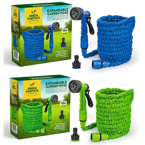50 FT (Green only) - Expanding Garden Water Hose Pipe Spray Gun Flexible Grow Stretch Hosepipe