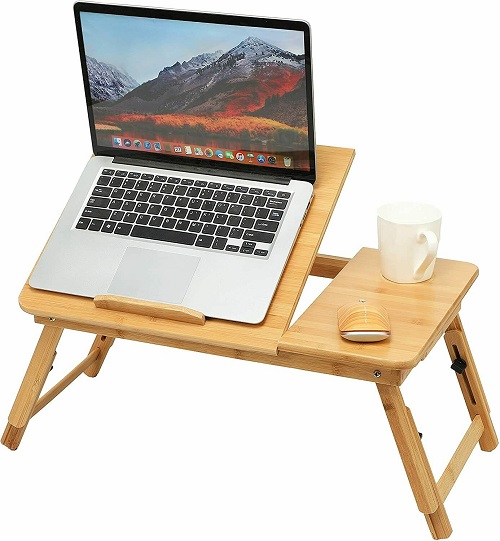 WBT50  Bamboo Folding Laptop Stand Adjustable Angle Bed Breakfast Tray Table Macbook PC