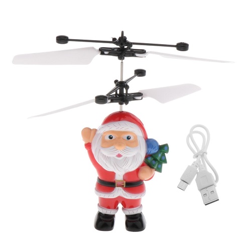 Mini Christmas Flying Santa Drone Helicopter Toy Motion Sensored Rechargeable