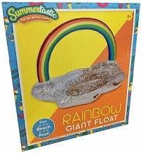 Add a review for: Giant Novelty Rainbow Glitter Inflatable Lounger Float Holiday Pool Fun 105cm