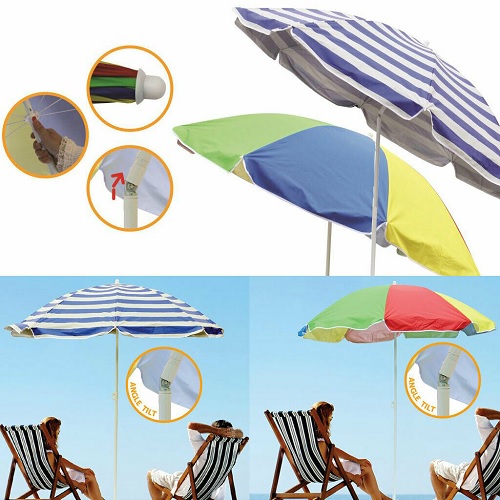 Garden Beach Patio Tilting Tilt Umbrella Parasol Sun Shade Protection UPF40 1.8M