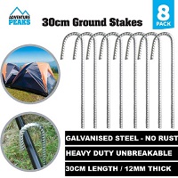 Add a review for: Galvanised Heavy Duty Steel Metal Ground Stakes Camping Tent Gazebo Marquee Pegs