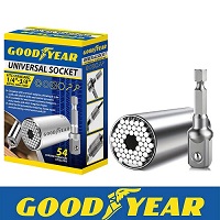 Goodyear Universal Socket Set | 1/4"-3/4" | Includes Wrench Adapter | DIY | Car