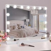 Add a review for: Hollywood Vanity Makeup Mirror with Lights, 5848cm Large Lighted Makeup Mirror with 15 Dimmable LED Bulbs