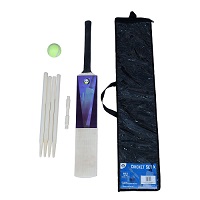 Junior Cricket Set 7pc Size 3 Bat with Mesh Carry Bag Stumps Ball Outdoor Play