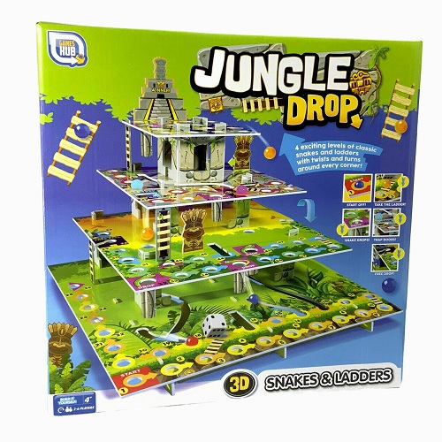  Jungle Drop Family Board Game 3D Snakes & Ladders 2-4 Players Twist Turn Classic