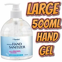 Add a review for: Large 500ML Hand Gel Sanitiser 70% Alcohol Antibacterial Anti-Bacterial 99.9% 