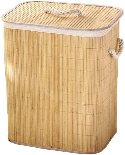 WDB5 Large 72 Litre Folding Bamboo Laundry Basket Foldable Mold Free Clothes Storage