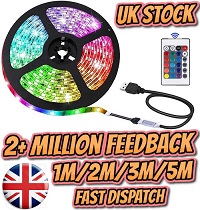 Add a review for: USB RGB LED Strip Lights Colour Changing Tape Under Cabinet Kitchen Lighting TV*