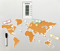  Magnetic World Map With Dry Wipe Set Fridge Freezer Magnet Travel Planner 58pcs