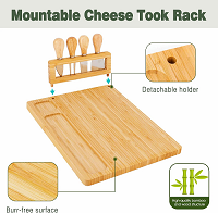 Add a review for: Cheese Board and Knife Set Charcuterie Boards for Serving Dishes Wooden Tray Cheese Board Gift Set Serving Tray Includes 2 Knives and 1 Fork Cheese Board Set Knife Set for Serving Crackers Salami