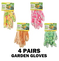  4 Pairs Ladies Garden Gloves Gardening Latex Coated Non Slip Medium (8) 1Size UK