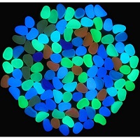 100 Pcs Colorful Glow in the Dark Luminous Pebbles for Walkway | Yard & Fish Tank decorative stones 