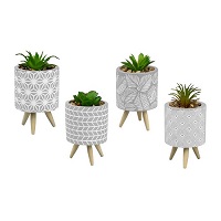 Add a review for: Set of 4 Artificial Succulent Faux Plants Pot on a Stand Indoor Outdoor Potted