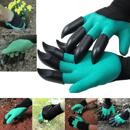  Garden Claw Gloves with Digging and Planting Claws on BOTH hands