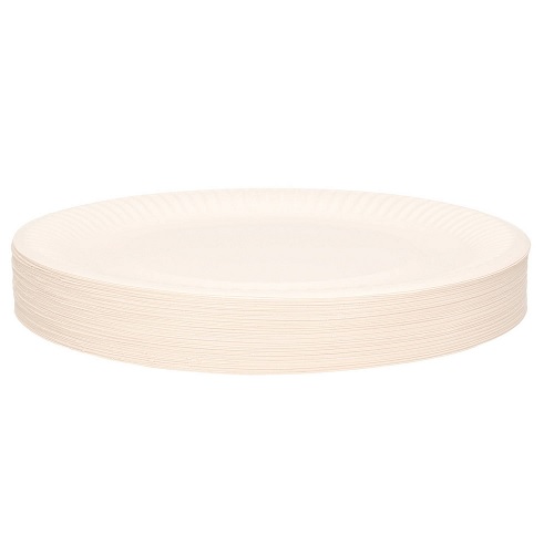 White Disposable Paper Plates for Wedding Catering Party Tableware 9" (23cm)