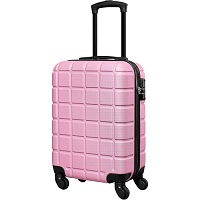 PINK Small Suitcase Cabin Carry On Hand Luggage 4 Wheels Hard Shell Travel TSA Lock