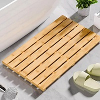 Add a review for: Rectangular Bamboo Bath Mat Wooden Shower Bath Mat Non-slip Floor Mats For Bathroom, Outdoor Shower & Spa Multipurpose Duckboard with Anti Slip Rubber Feet Duck Board Wooden Shower Mats 60 x 35cm