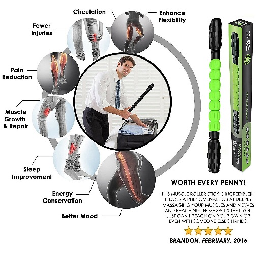 One or Two Handheld Massage Muscle Rollers Sticks 