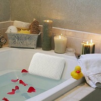 Add a review for: Luxury Waterproof Home Spa Bath Pillow Non-Slip Comfort Bath Cushion Suction