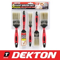 Dekton 5 Piece Sure Grip Paint Brush Set Professional Decorating Bristle DIY