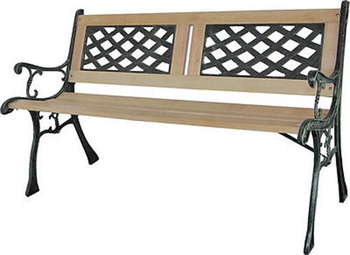 Slat style 3 Seater Outdoor Wooden Garden Bench Chair Seat Cast Iron Legs Park Furniture 