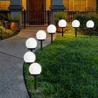 Add a review for: Large Solar Powered Globe Ball Garden Stake Post Lights Path Ground LED Lighting