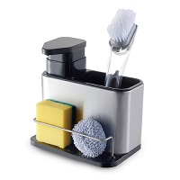 Add a review for: Stainless Steel Kitchen Sink Organiser Soap Dispenser Pump Sponge Brush Holder