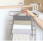 Add a review for: 1 x Stainless Steel Trouser Tie Scarf Belt Hanger Hangs 5 Tier Closet Space Saving