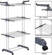 Add a review for: Foldable Clothes Airer 3 Tier Horse Drying Rack Stand Laundry Washing Drier Line