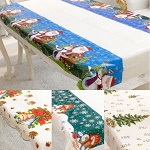 Christmas Themed Table Cloths PVC Easy Wipe Clean Tablecloth Xmas Party Cover