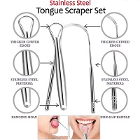 Stainless Steel Tongue Cleaner Scraper Set Dental Care Hygiene Oral Mouth Tounge