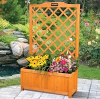 Add a review for: Large Rectangular Garden Planter With Trellis Support Wooden Outdoor Patio Wood