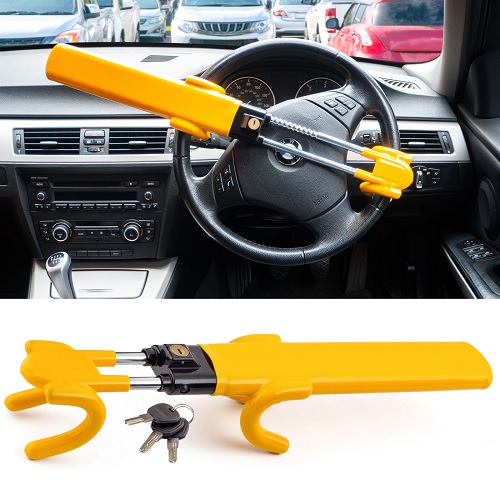 Twin Bar Steering Wheel Lock Stop Thieves Stealing Your Car Universal Fit 3 keys