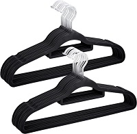 Add a review for: BLACK-  20/50 Pack Premium Non Slip Velvet Hangers, Clothes Coat Hangers with Tie Bar and 360 Degree Swivel Hook, Space Saving Design Coat hangers for Suits,Dresses...