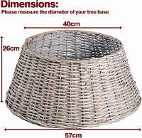 Add a review for: Christmas Tree Skirt Woven Willow Xmas Tree Collar Wicker Rattan Christmas Tree Trunk Basket Guard Base Rustic Handcrafted Tree Ring -Ideal for Trees 7ft and Below Bottom Diameter 57cm