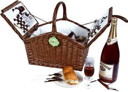 Vivo Country Willow Picnic Hamper Basket for 4 Person